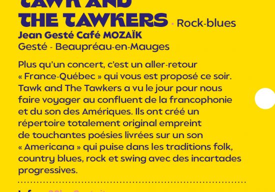 Les échappées musicales : TAWK AND THE TAWKERS (Rock-blues) au Jean Gesté Café MOZAÏK